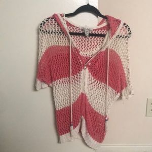 American Rag sweater or beach cover up size S pink and white striped